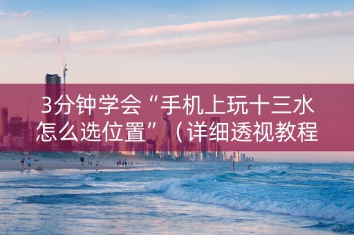 3分钟学会“手机上玩十三水怎么选位置”（详细透视教程）-哔哩哔哩