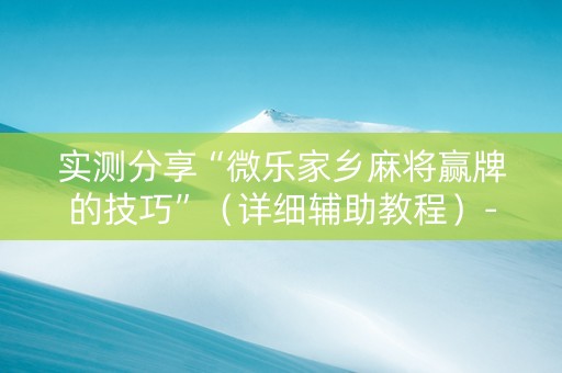 实测分享“微乐家乡麻将赢牌的技巧”（详细辅助教程）-哔哩哔哩