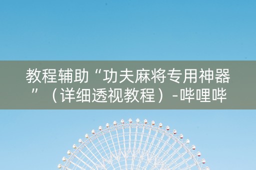 教程辅助“功夫麻将专用神器”（详细透视教程）-哔哩哔哩