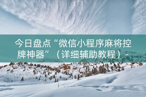 今日盘点“微信小程序麻将控牌神器”（详细辅助教程）-哔哩哔哩