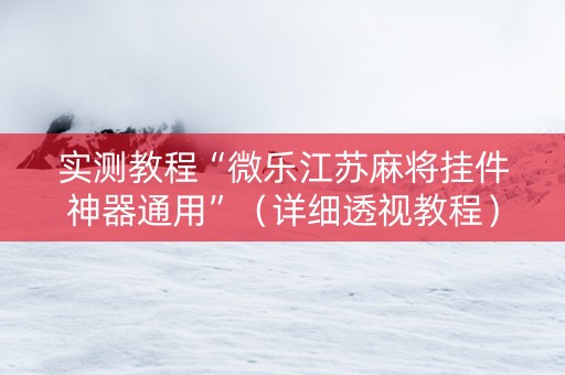 实测教程“微乐江苏麻将挂件神器通用”（详细透视教程）-哔哩哔哩