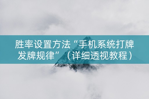 胜率设置方法“手机系统打牌发牌规律”（详细透视教程）-哔哩哔哩