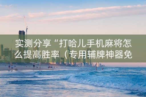 实测分享“打哈儿手机麻将怎么提高胜率（专用辅牌神器免安装）