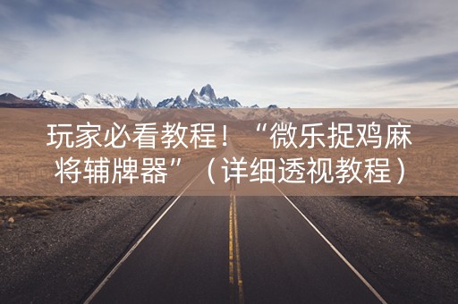 玩家必看教程！“微乐捉鸡麻将辅牌器”（详细透视教程）-哔哩哔哩