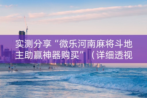 实测分享“微乐河南麻将斗地主助赢神器购买”（详细透视教程）-哔哩哔哩