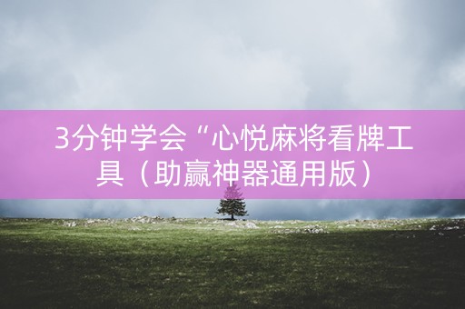 3分钟学会“心悦麻将看牌工具（助赢神器通用版）