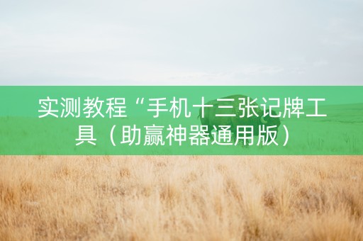 实测教程“手机十三张记牌工具（助赢神器通用版）