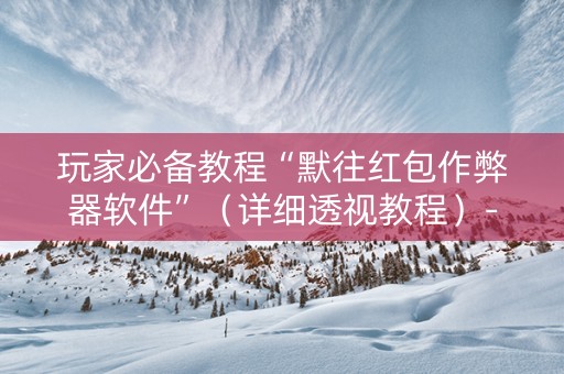 玩家必备教程“默往红包作弊器软件”（详细透视教程）-哔哩哔哩