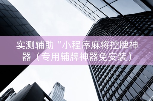 实测辅助“小程序麻将控牌神器（专用辅牌神器免安装）