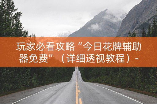 玩家必看攻略“今日花牌辅助器免费”（详细透视教程）-哔哩哔哩