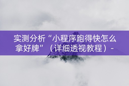 实测分析“小程序跑得快怎么拿好牌”（详细透视教程）-哔哩哔哩