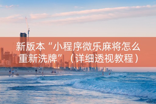 新版本“小程序微乐麻将怎么重新洗牌”（详细透视教程）-哔哩哔哩