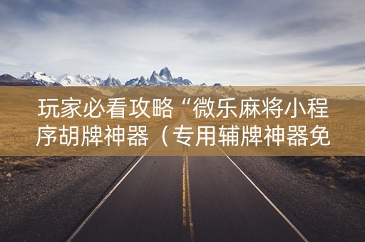 玩家必看攻略“微乐麻将小程序胡牌神器（专用辅牌神器免安装）
