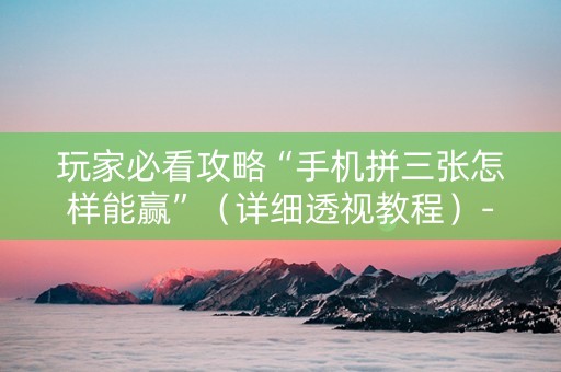 玩家必看攻略“手机拼三张怎样能赢”（详细透视教程）-哔哩哔哩