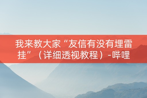 我来教大家“友信有没有埋雷挂”（详细透视教程）-哔哩哔哩