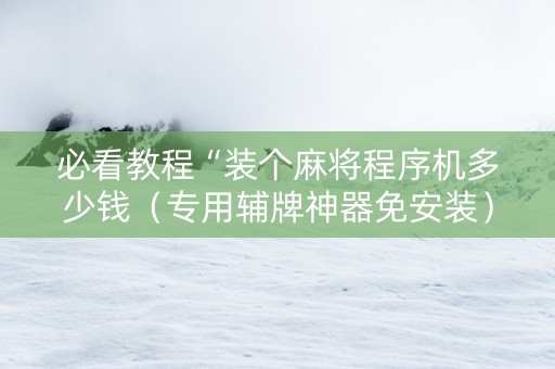 必看教程“装个麻将程序机多少钱（专用辅牌神器免安装）