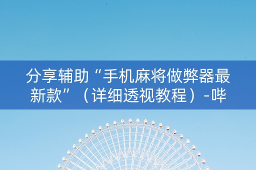 分享辅助“手机麻将做弊器最新款”（详细透视教程）-哔哩哔哩
