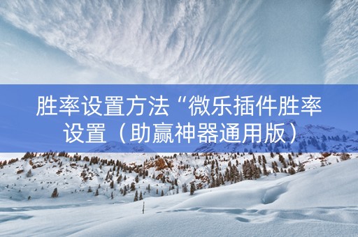 胜率设置方法“微乐插件胜率设置（助赢神器通用版）