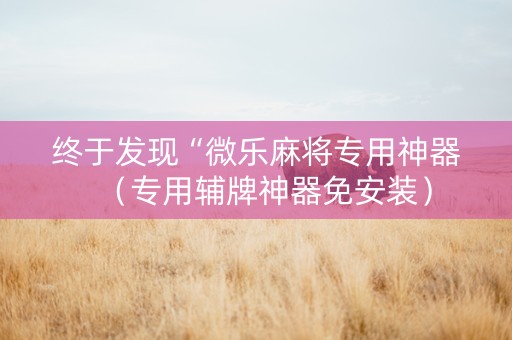 终于发现“微乐麻将专用神器（专用辅牌神器免安装）