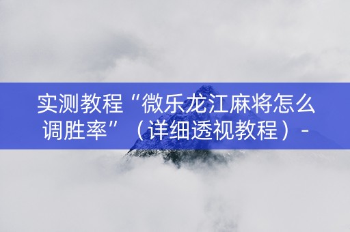 实测教程“微乐龙江麻将怎么调胜率”（详细透视教程）-哔哩哔哩