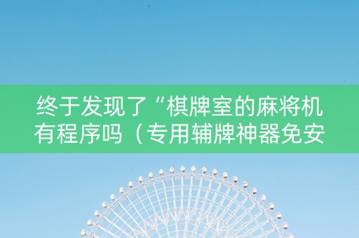 终于发现了“棋牌室的麻将机有程序吗（专用辅牌神器免安装）