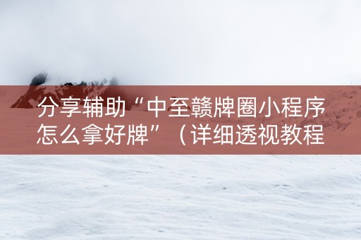 分享辅助“中至赣牌圈小程序怎么拿好牌”（详细透视教程）-哔哩哔哩
