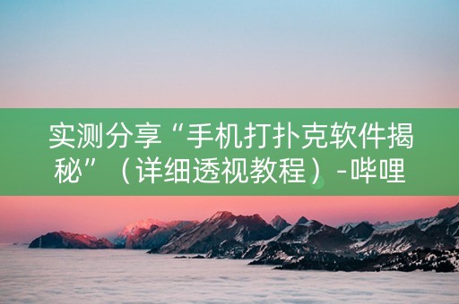 实测分享“手机打扑克软件揭秘”（详细透视教程）-哔哩哔哩