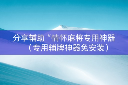 分享辅助“情怀麻将专用神器（专用辅牌神器免安装）