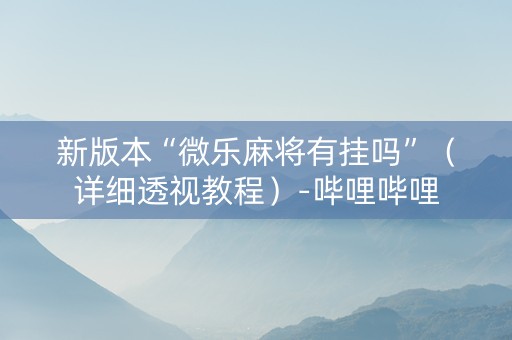 新版本“微乐麻将有挂吗”（详细透视教程）-哔哩哔哩