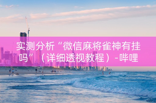 实测分析“微信麻将雀神有挂吗”（详细透视教程）-哔哩哔哩