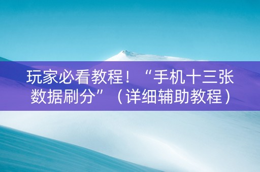 玩家必看教程！“手机十三张数据刷分”（详细辅助教程）-哔哩哔哩