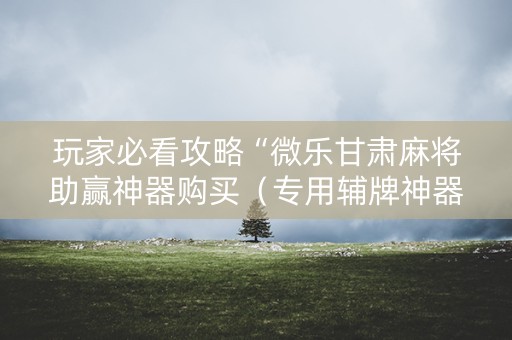 玩家必看攻略“微乐甘肃麻将助赢神器购买（专用辅牌神器免安装）