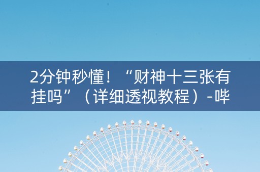2分钟秒懂！“财神十三张有挂吗”（详细透视教程）-哔哩哔哩