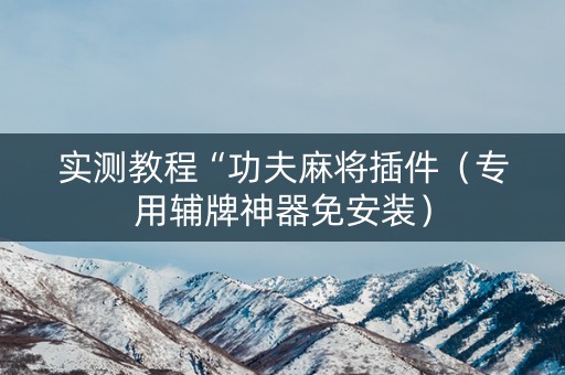 实测教程“功夫麻将插件（专用辅牌神器免安装）