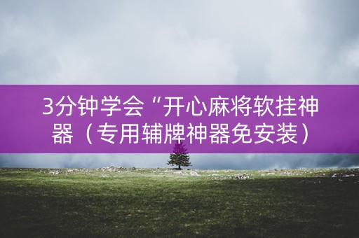 3分钟学会“开心麻将软挂神器（专用辅牌神器免安装）