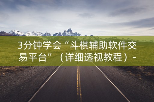 3分钟学会“斗棋辅助软件交易平台”（详细透视教程）-哔哩哔哩