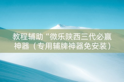教程辅助“微乐陕西三代必赢神器（专用辅牌神器免安装）
