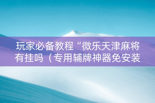 玩家必备教程“微乐天津麻将有挂吗（专用辅牌神器免安装）