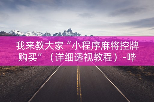 我来教大家“小程序麻将控牌购买”（详细透视教程）-哔哩哔哩