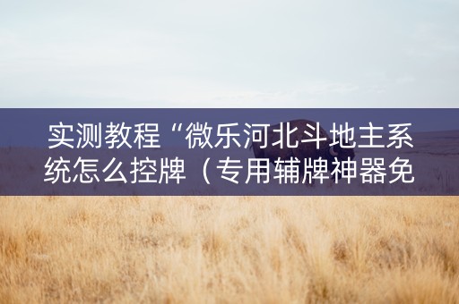 实测教程“微乐河北斗地主系统怎么控牌（专用辅牌神器免安装）