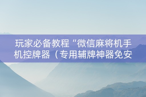 玩家必备教程“微信麻将机手机控牌器（专用辅牌神器免安装）
