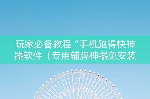 玩家必备教程“手机跑得快神器软件（专用辅牌神器免安装）