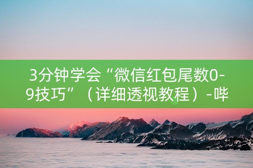 3分钟学会“微信红包尾数0-9技巧”（详细透视教程）-哔哩哔哩