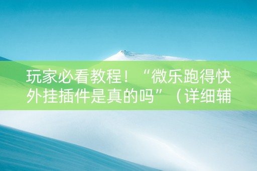 玩家必看教程！“微乐跑得快外挂插件是真的吗”（详细辅助教程）-哔哩哔哩