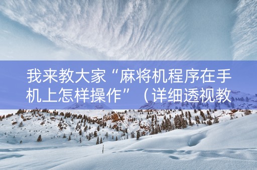 我来教大家“麻将机程序在手机上怎样操作”（详细透视教程）-哔哩哔哩