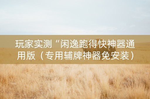 玩家实测“闲逸跑得快神器通用版（专用辅牌神器免安装）