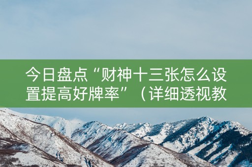 今日盘点“财神十三张怎么设置提高好牌率”（详细透视教程）-哔哩哔哩