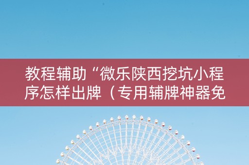 教程辅助“微乐陕西挖坑小程序怎样出牌（专用辅牌神器免安装）