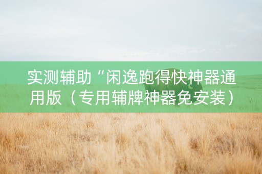 实测辅助“闲逸跑得快神器通用版（专用辅牌神器免安装）
