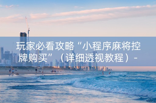 玩家必看攻略“小程序麻将控牌购买”（详细透视教程）-哔哩哔哩